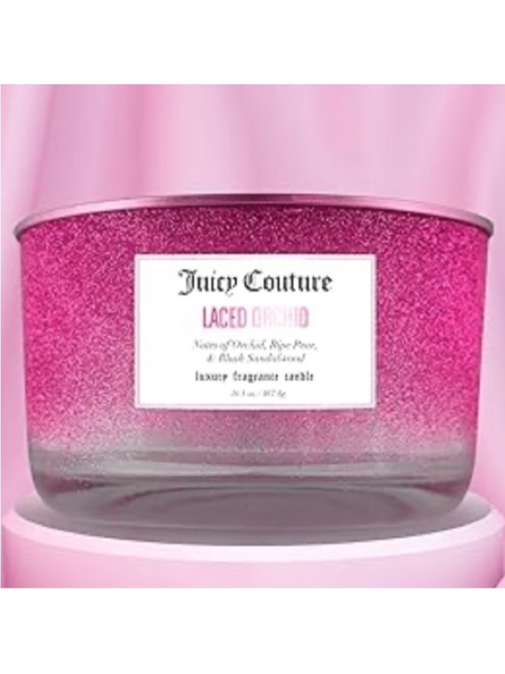 Juicy Couture Laced Orchid Pink Glitter Fragrance Candle 16.5 oz